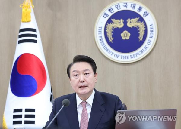 President Yoon Suk Yeol speaks at a Cabinet meeting on March 21, 2023. (Yonhap) 