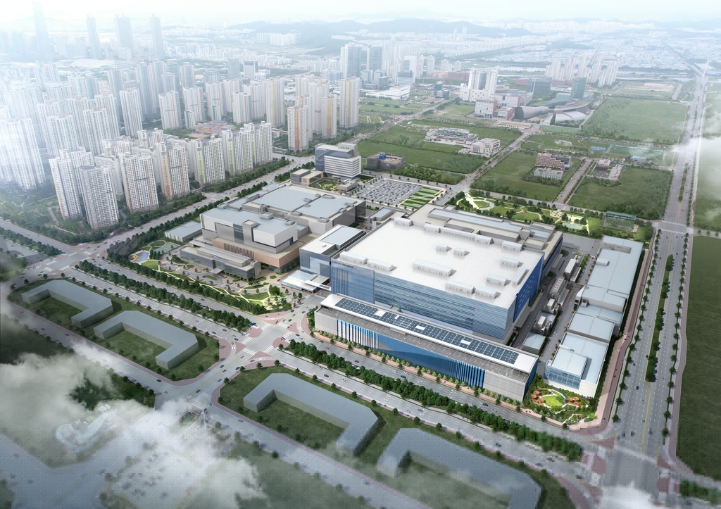 This image provided by Samsung Biologics Co. shows an aerial view of the company's newly built Plant 4 located in Songdo, west of Seoul. (PHOTO NOT FOR SALE) (Yonhap)