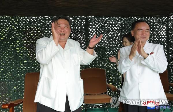 This photo, carried by North Korea's Korean Central News Agency on July 13, 2023, shows the North's leader Kim Jong-un co<em></em>nducting field guidance for a test-firing of a Hwasong-18 solid-fuel interco<em></em>ntinental ballistic missile the previous day. (For Use o<em></em>nly in the Republic of Korea. No Redistribution) (Yonhap)
