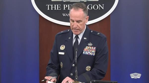Department of Defense Press Secretary Brig. Gen. Pat Ryder is seen speaking during a daily press briefing at the Pentagon in Washington on Aug. 10, 2023 in this captured image. (Yonhap)