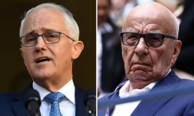 Composite image of Malcolm Turnbull and Rupert Murdoch. 
