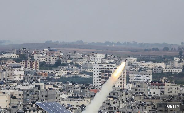 Hamas fires rockets in respo<em></em>nse to Israeli airstrikes in Gaza City as clashes co<em></em>ntinue between Israeli forces and Palestinian armed groups at various locations. 