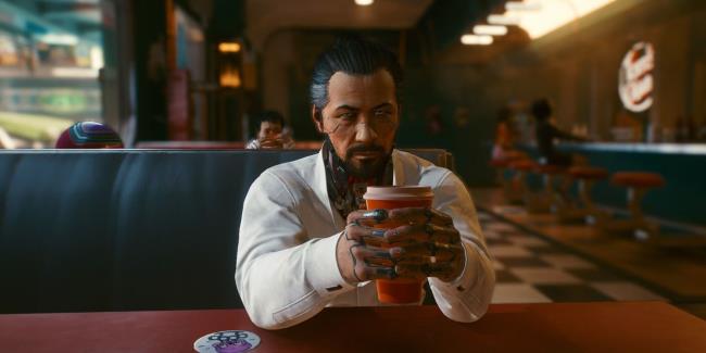 Cyberpunk 2077 Goro Takemura At Burger Shop