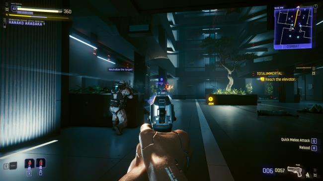 Cyberpunk 2077 Fighting Off Enemies In Arasaka Tower