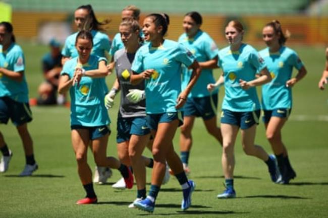 The Matildas train at HBF Park on Wednesday